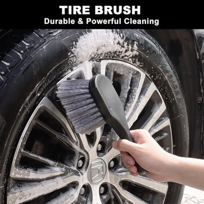 12Pcs Wheel Brush Kit for Cleaning Wheel and Tire, Wheel and Rim Brush, Car Detailing Brushes, Tire Brush, Bendable & Durable Car Wheel Rim Cleaner Brush Set,Car Detailing Cleaning Brush Supplies Kit - color: Black