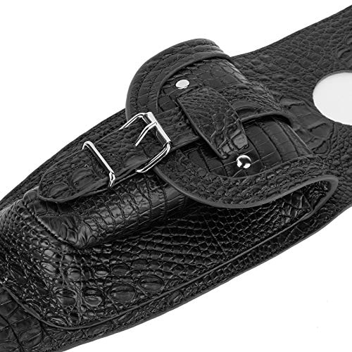 Motorcycle PU Leather Fuel Pad with Pouch - Install for Bikers (Black Crocodile)