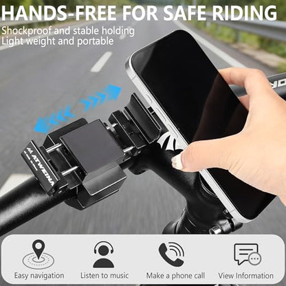 Bike Handlebar Mounts for 4.5-7.1 Phones (Black) | 360 Degrees Rotate Aluminum Alloy Frame Half-Enclosure Design - color: Black