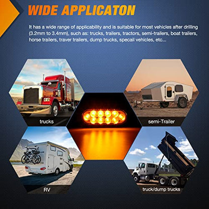 Nilight 6 Inch Oval Amber LED Trailer Tail Lights 2PCS 10 LEDs Waterproof Turn SignalsTrailers Lights for Truck RV Boat Bus Lorry Camper Van Caravan - color: Amber Lights Screws 2PCS