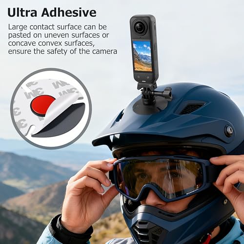 Flexible Adhesive Helmet Mount for DJI Osmo Action 6 5 pro 4 Nano for Insta360 X5/X4 GO Ultra Action Camera Snowboard Surfboard for GoPro Hero 13/12/11/10/9/8 Mount Kit (2 PCS)