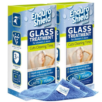 EnduroShield Glass Treatment Kit - Advanced Protection for Glass Surfaces - Repels Soap Scum, Grime & Dirt Without Harsh Chemicals - 8.4 fl oz - size: 8.4 Fl Oz (Pack of 1)