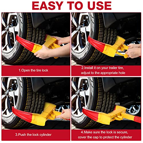 Aoriher Wheel Lock for Cars, Heavy Duty Trailer Wheel Lock Universal Security Anti Theft Tire Clamp for Vehicles Boot Camper SUV ATV Boat Motorcycle Deterrent(6 Pcs)