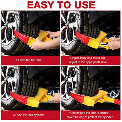 Aoriher Wheel Lock for Cars, Heavy Duty Trailer Wheel Lock Universal Security Anti Theft Tire Clamp for Vehicles Boot Camper SUV ATV Boat Motorcycle Deterrent(6 Pcs)