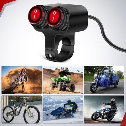 Nilight Motorcycle Handlebar Switch Plug and Play 12V ATV Light Switches Dual Push Button Waterproof ON Off for UTV Driving Lights Fits 22mm Handlebars - color: Motorcycle Handlebar Switch-Dual Control