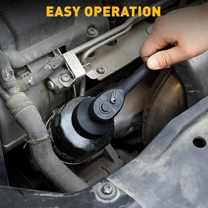 ELEAD 27 mm Oil Filter Socket Wrench, Metric Oil Filter Wrenches, 3/8'' Drive 6-Point Oil-Filter Removal Tool, Low Profile Design for Easy Removal, Chrome Vanadium Steel Oil-Change Tool - style: 27mm