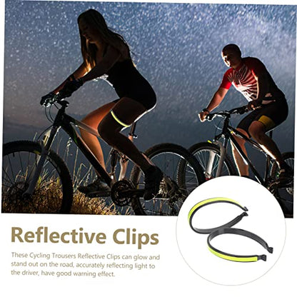 2pcs Reflective Cycling Trouser Clips Bike Leg Bands for Enhanced Visibility Professional Riding for Night Cycling and Exercise