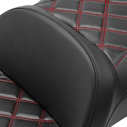 C.C. RIDER Rider Passenger Seat fit for Harley Davidson Touring 2009-2023 Road King Street Glide Road Glide Electra Glide Tri Glide models - color: 34#Red Seat