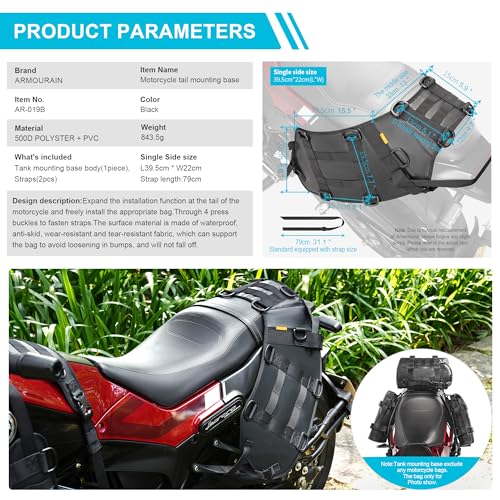 Motorcycle Bag Extension Mounting Base, Motorcycle Accessory for Tail Bag/Seat Bag/Saddle Bag/Side Bag - style: Tailstock Extension