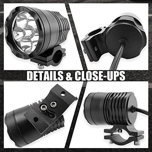 Motorcycle Driving Lights 12-60V 40W 3600LM LED Fog Lights for ATV UTV Bike Car Truck Boat Forklift Waterproof LED Spotlights with 6 Light Beads High Low Strobe Beam Switch Universal (Black 2) - color: Black 2