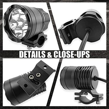 Motorcycle Driving Lights 12-60V 40W 3600LM LED Fog Lights for ATV UTV Bike Car Truck Boat Forklift Waterproof LED Spotlights with 6 Light Beads High Low Strobe Beam Switch Universal (Black 2) - color: Black 2