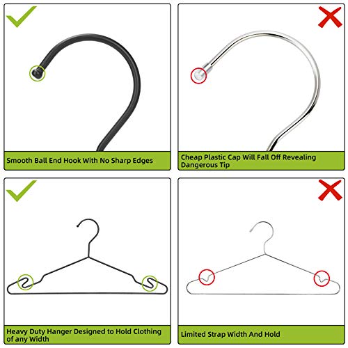 Heavy Duty Metal Hangers with Unique Hook Design Durable & Sturdy Coat Hangers 4mm Thick Withstands 25lbs Weight Smooth Powder Coated Finish Compact Shirt Hangers - 10 Pack Black - color: Matte Black - 4mm Heavy Duty Hanger
