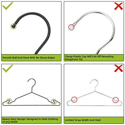 Heavy Duty Metal Hangers with Unique Hook Design Durable & Sturdy Coat Hangers 4mm Thick Withstands 25lbs Weight Smooth Powder Coated Finish Compact Shirt Hangers - 10 Pack Black - color: Matte Black - 4mm Heavy Duty Hanger