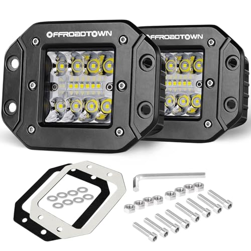 OFFROADTOWN Flush Mount LED Pods, 2pcs 5'' 78W Driving Light Work Lights Flush LED Light Bar Super Bright Fog Off Road Lights for Truck UTV ATV SUV Boat 4x4 Car - color: 5inch_White Flush