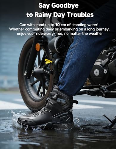 KEMIMOTO Men's Motorcycle Boots with Quick-Release ATOP Knob Flexible and Breathable Motorcycle Shoes - size: 7.5 Narrow