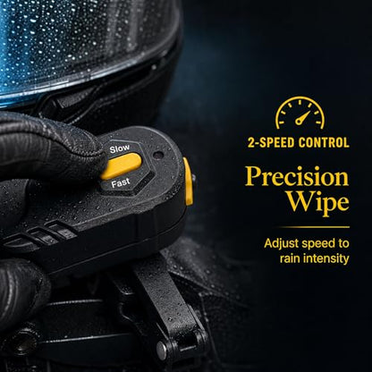 Motorcycle Helmet Wiper, 2 Speed Electric Helmet Wiper Universal Water Wiper with Telescopic Bracket Rechargeable Helmet Visor Wiper for Motorcycle Scooter
