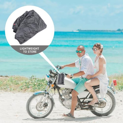 Universal Outdoor Motorcycle and ATV Cover Waterproof Sun Protection Oxford Cloth with Double Stitched Seams and Windproof Clasp, Anti-Theft Design for All-Season Use