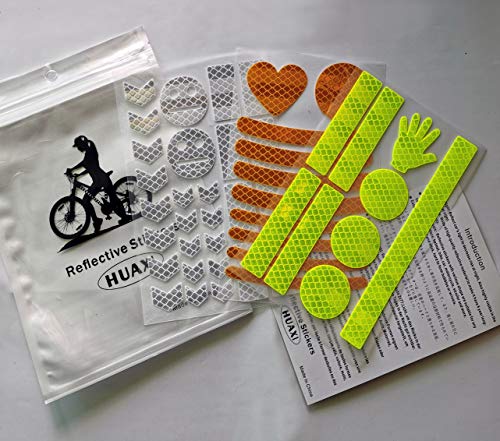 HUAXI 47 pcs Reflective Stickers for Helmet Bicycle, Bike reflectors, Reflective Stickers for Hard Surfaces Motorcycle, Helmets, Bicycles, Strollers, Wheelchairs (3 Pack, 6.7 x 4.1 Inches)