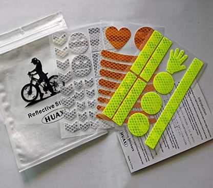 HUAXI 47 pcs Reflective Stickers for Helmet Bicycle, Bike reflectors, Reflective Stickers for Hard Surfaces Motorcycle, Helmets, Bicycles, Strollers, Wheelchairs (3 Pack, 6.7 x 4.1 Inches)