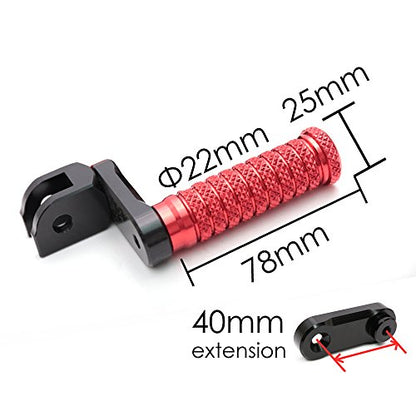 MC MOTOPARTS POLE Red CNC 40mm Extension Riser Front Foot Pegs Compatible with YZF R3 2015-2017 - color: Red, size: 40 mm Extension