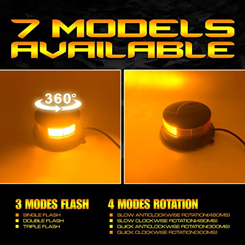 DAYSEN LED Amber Beacon Light, 4.2" Flashing Emergency Strobe Lights, Magnetic Mount 360 °Rotating Rooftop Safety Warning Light for Trucks Tractors Golf Carts UTV & ATV Cars(Magnetic) - size: Magnetic (1PCS)