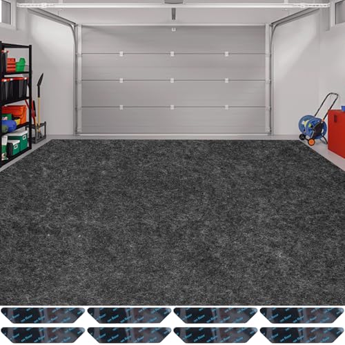 ToLanbbt Garage Floor Mat 7.5' x 17', Oil Spill Mat for Under Car Driveway Oil Drip Pad with 8P Tapes, Waterproof Backing, Leak Absorbent, Reusable, Washable, Protect Garage Floor (1P, Dark Gray) - size: 7.4'x17'