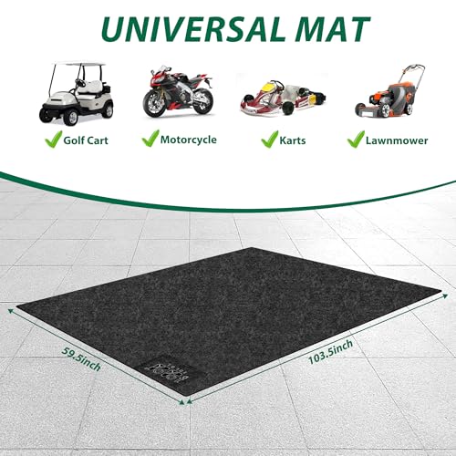 10L0L Golf Cart Premium Garage Floor Mat-Waterproof Anti-Slip Thickened Mat for Golf Cart Motorcycle Mower ATV UTV Parking Mat-106in x 59in - color: Black