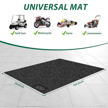 10L0L Golf Cart Premium Garage Floor Mat-Waterproof Anti-Slip Thickened Mat for Golf Cart Motorcycle Mower ATV UTV Parking Mat-106in x 59in - color: Black