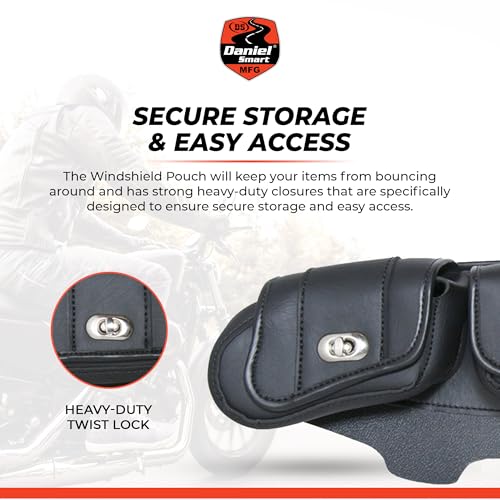 Daniel Smart Motorcycle Windshield Bag for Harley Touring 1996-2013, 3-Pocket Waterproof Windscreen Bag Compatible with Electra Glide, Street Glide FLHX FLH, Trike Models (3-Pockets with Twist Lock) - style: 3-pockets With Twist Lock