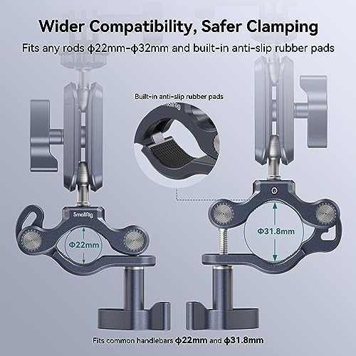 SMALLRIG Bike Motorcycle Handlebar Mount for Gopro, Pole and Roll Bar Mount, CNC All-Metal 22-32mm for Action Cameras Gopro, Insta360 and DJI - 4191