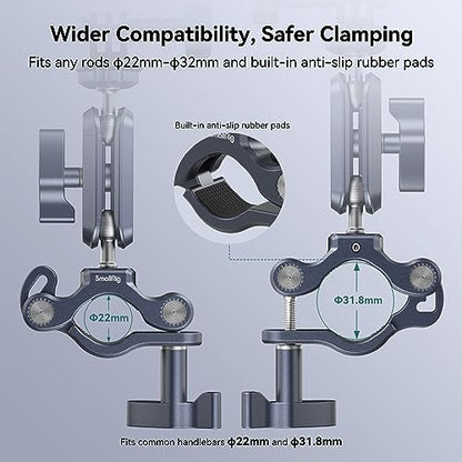 SMALLRIG Bike Motorcycle Handlebar Mount for Gopro, Pole and Roll Bar Mount, CNC All-Metal 22-32mm for Action Cameras Gopro, Insta360 and DJI - 4191