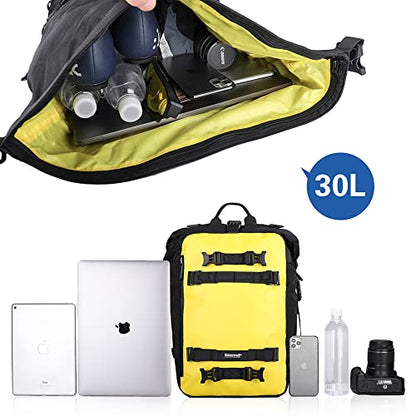 Rhinowalk Motor Saddle Bag Motorcycle Pannier Bag Waterproof Multifunctional Rear Rack Trunk Seat Bag(Yellow, 30L)