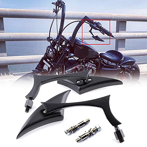Black Universal Motorcycle Rearview Side Mirrors Compatible with Honda Kawasaki Suzuki Harley Bolt (Black-Harley) - color: Black-Harley