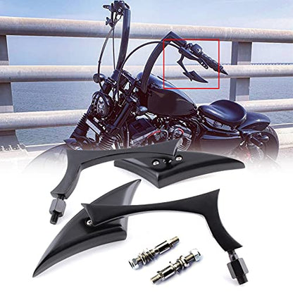 Black Universal Motorcycle Rearview Side Mirrors Compatible with Honda Kawasaki Suzuki Harley Bolt (Black-Harley) - color: Black-Harley