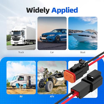 2 Pin Deutsch Connector, Hoodutric 16AWG Black Male Female Wiring Harness DT Pigtail 2 Wire Waterproof Electrical Connectors with Heat Shrink Tubing Electrical Tape for Car Truck Motorcycle Boat-6 Kit - style: 2Pin Black 6 Set