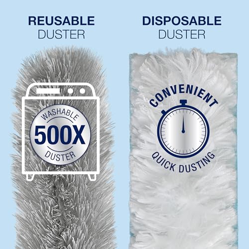 Bona High Performance Dusting System - 1 Compact Handle, 5 Disposable Dusters, & 1 Reusable Duster - Compact Dusting Kit Removes Dust & Pet Hair - style: Compact Dusting Kit