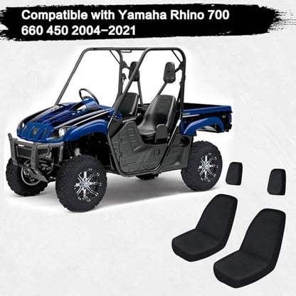 Rhino 700 Seat Covers with Headrest Covers - Waterproof PU Coatin Compatible with Rhino 700 660 450 2004-2021,Black UTV Seat Cover