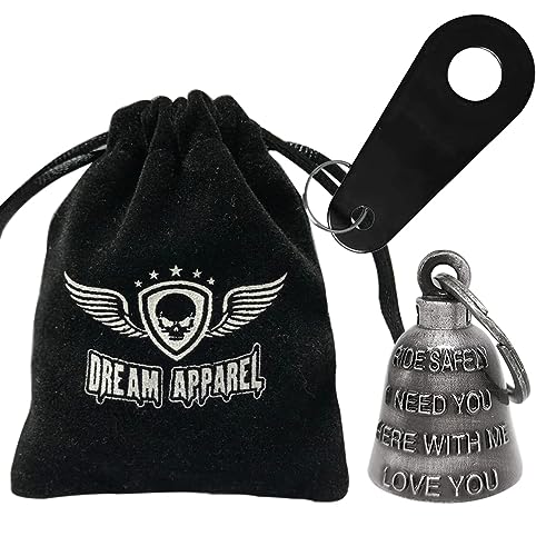 Dream Apparel Motorcycle Bell Guardian Angel Drive Away Gremlin, Biker Bell for Men Women Rider Riding, Good Luck Gift - color: Rider Safely & I Need You & Love You