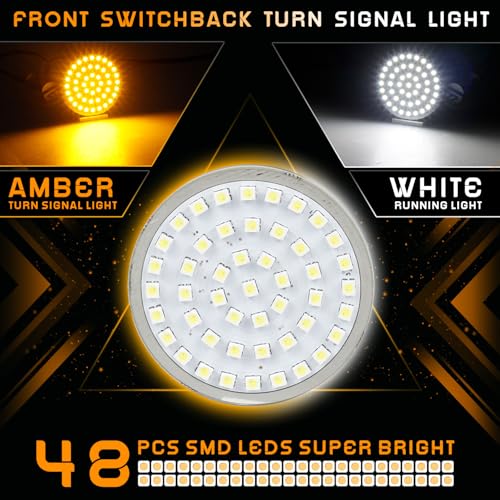 1157 Sequential LED Turn Signal Light with Smoked Turn Signals Lens, Motorcycle Blinkers Compatible with Harley Davidson Sportster Dyna Softail Road King Electra Glide Touring - SMD Bulbs