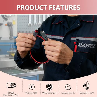 4269 GC009 X-Connect SAE Adapter for NOCO Genius 5 Genius 1 Battery Charger | 2pcs 1FT 14AWG SAE Adapter For NOCO GC009 G3500 G720 MXS 5.0 For ctek Smart Battery Charger, for Motorcycle/ATV/UTV