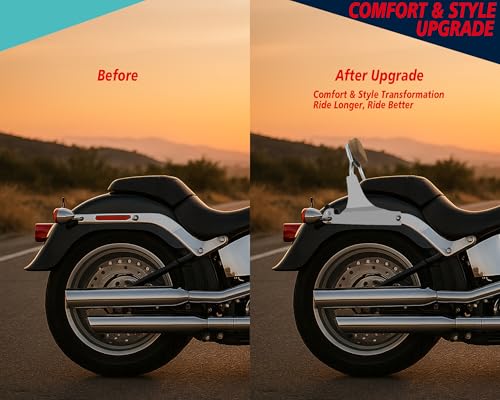 YHMOTO Chop Short Height Passenger Backrest Sissy Bar Fit 200mm Fender Compatible with 2006-2017 Harley Softail Fat Boy Night Train (Chrome)