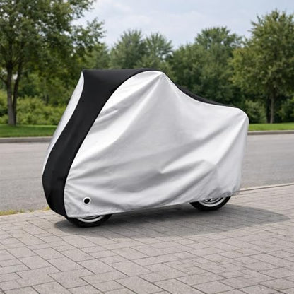 210D Heavy-Duty Motorcycle Cover, Waterproof Windproof UV Resistant with Lock Hole, Universal Fit for Motorcycles, Scooters & Electric Bikes