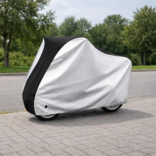 210D Heavy-Duty Motorcycle Cover, Waterproof Windproof UV Resistant with Lock Hole, Universal Fit for Motorcycles, Scooters & Electric Bikes