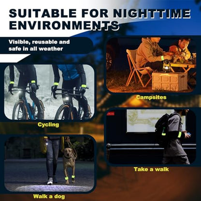 30 Pcs Reflector Band Snap Bracelet, Reflective Arm Bands, High Visibility Slap Safety Bands for Night Jogging Cycling Running Night Working Hiking