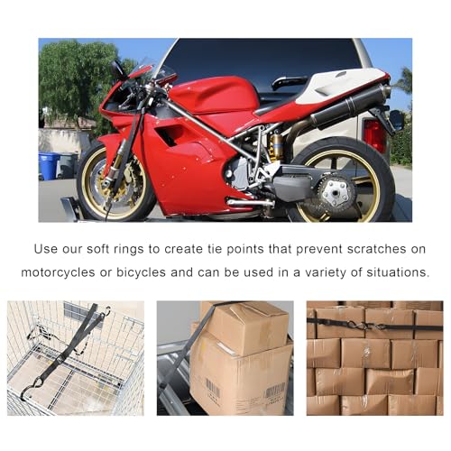 2PCS Tie Down Straps with Hooks, 1"×12' Safety Hook Cam Buckle Securing Straps with Integrated Soft Loops, Heavy Duty Lashing Tie-Down Strap for Motorcycle Dirt Bike Truck - color: 12FT, 2pcs