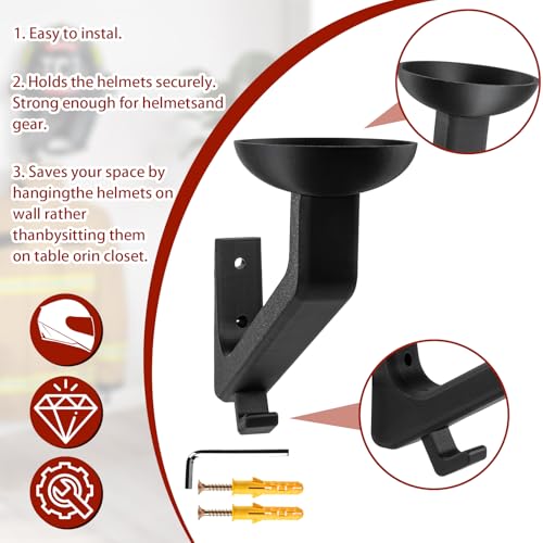 Helmet Holder, Firefighter Helmet Holder Wall Mount, Helmet Hanger for Football Helmet, Hats, Coats, Sportswear, Motorcycle Accessories for Men, Easy Installation