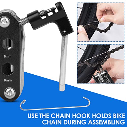 WOTOW Bike Repair Tool Kit & Bike Saddle Bag, 14 in 1 Bike Chain Tool Hex Key Wrench Maintain Accessories Multitool Set with Portable Under Seat Bag for Road Mountain Commuter Bicycle - style: 14 in 1 Multitool (Black)