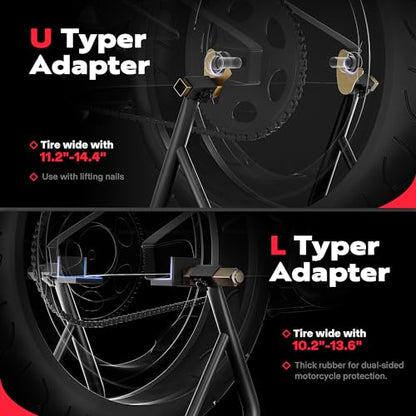 SPECSTAR Universal Motorcycle Stands, 882 Lbs Capacity Front Rear Wheels Lift Combo with U+L Adjustable Swingarm Spool, Heavy Duty Paddock Stands fit for BMW, Suzuki, Yamaha, Honda, Kawasaki, Black - size: 882 Lbs