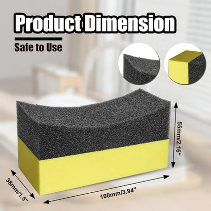 Uenhoy 4 Pcs Tire Contour Dressing Applicator Pads Tire Dressing Shine Sponge, Color Polishing Sponge Wax Buffing Pads for Car Class & Painted Steel & Porcelain