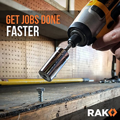 RAK Super Universal Socket Tool, 7-19mm Universal Socket Wrench Set, Gator Grip with Power Drill Adapter Set, Valentine's Day Gift, Ideal Cool Gadgets for Birthday Gifts for Men Dad Husband - style: Universal Socket